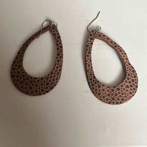 Brown leather textured earrings